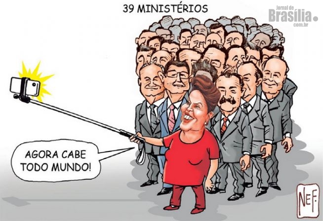 Charge do pau de selfie da Dilma