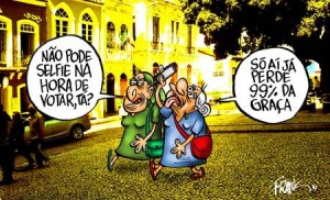 Charge sobre selfie na hora de votar