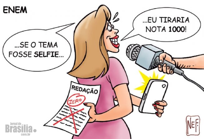 Charge da selfie da redação do Enem | Selfie Blog